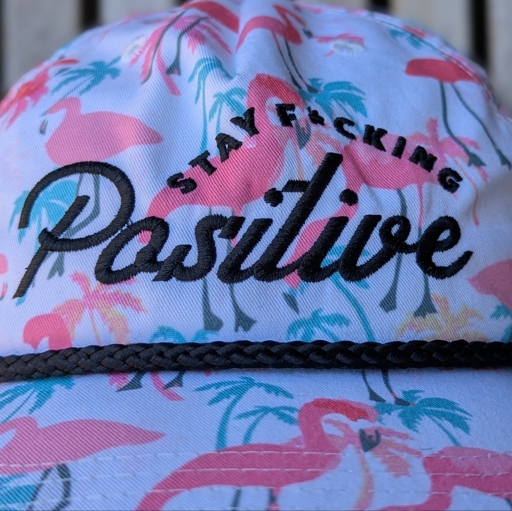 Ski Town All-Stars Stay F*Cking Positive Snapback Hat Flamingos Palm Trees — image 2 of 8